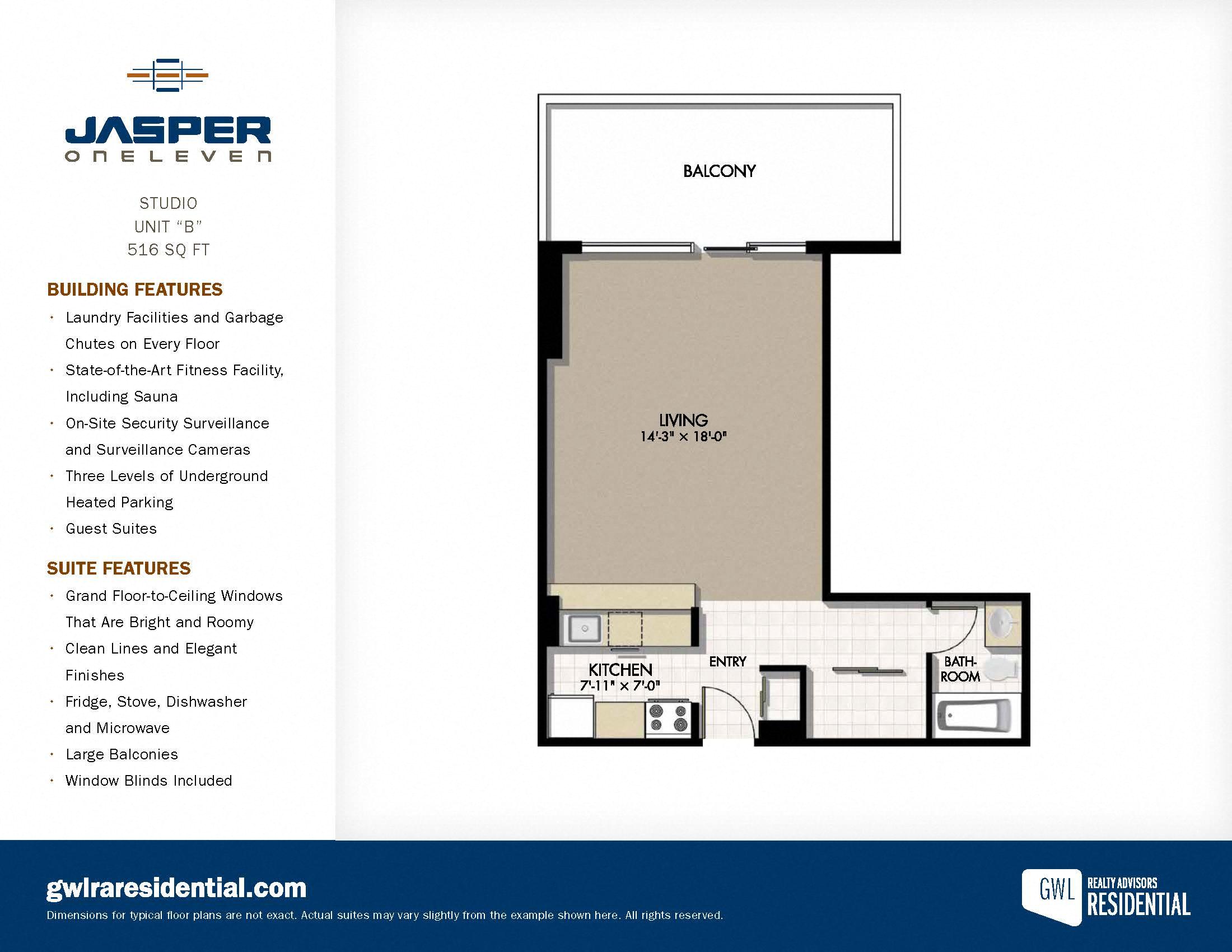 Floor plan for studio, 1 bath, 460 sqft
